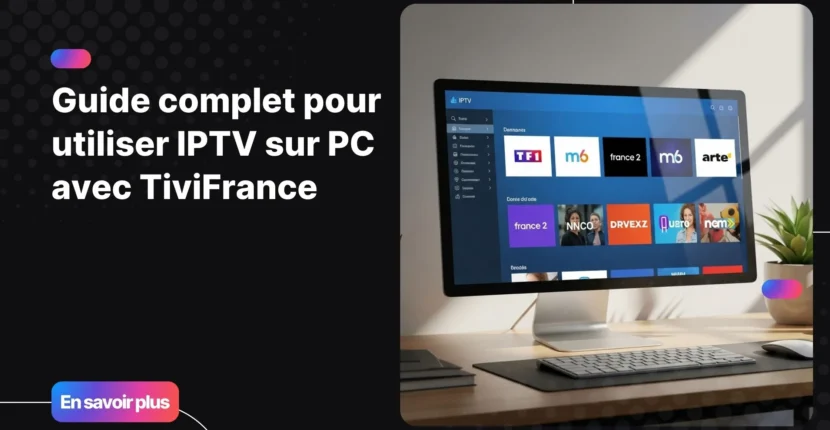 interface moderne d’iptv sur pc affichée sur un ordinateur Windows