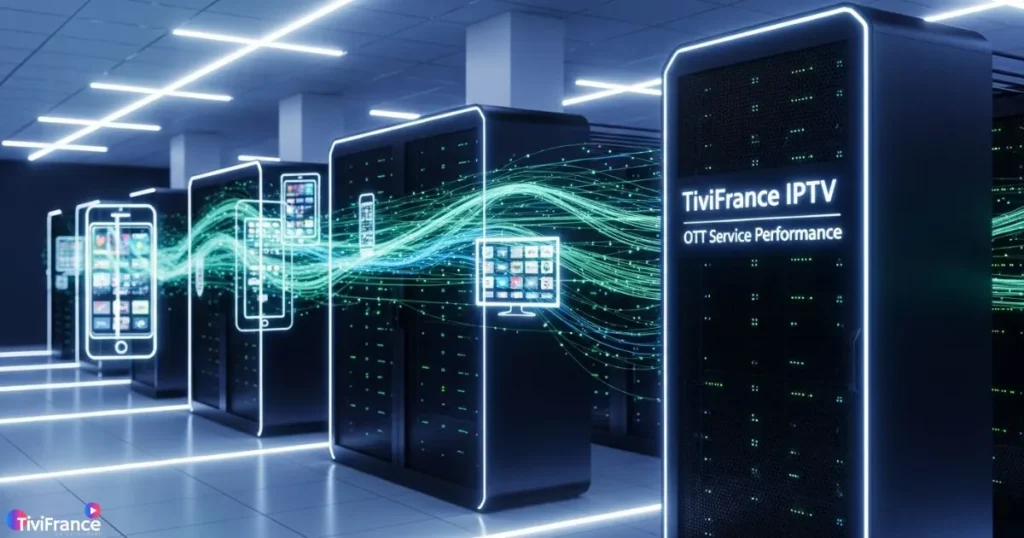 Centre de données européen représentant la performance et la stabilité du service iptv streaming TiviFrance.