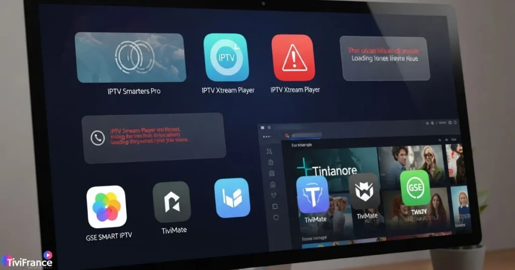Comparaison d’alternatives IPTV Smarters, illustrant comment résoudre IPTV Smarters Pro bloqué ou problème