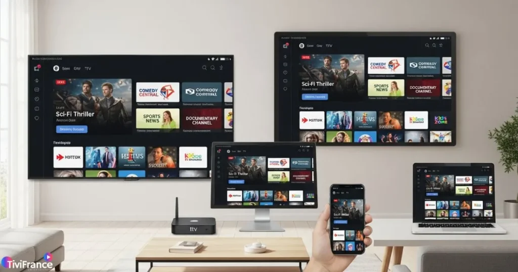 Appareils compatibles montrant un iptv premium france moderne et stable