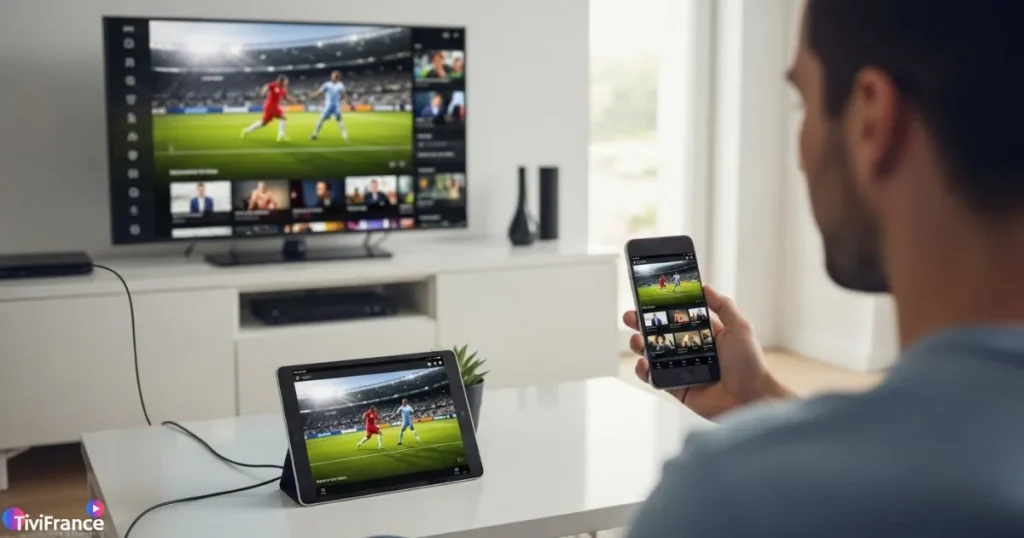 Utilisateur profitant de l’iptv fiable et multi-appareils, démontrant les avantages d’un abonnement iptv à vie sécurisé avec TiviFrance.