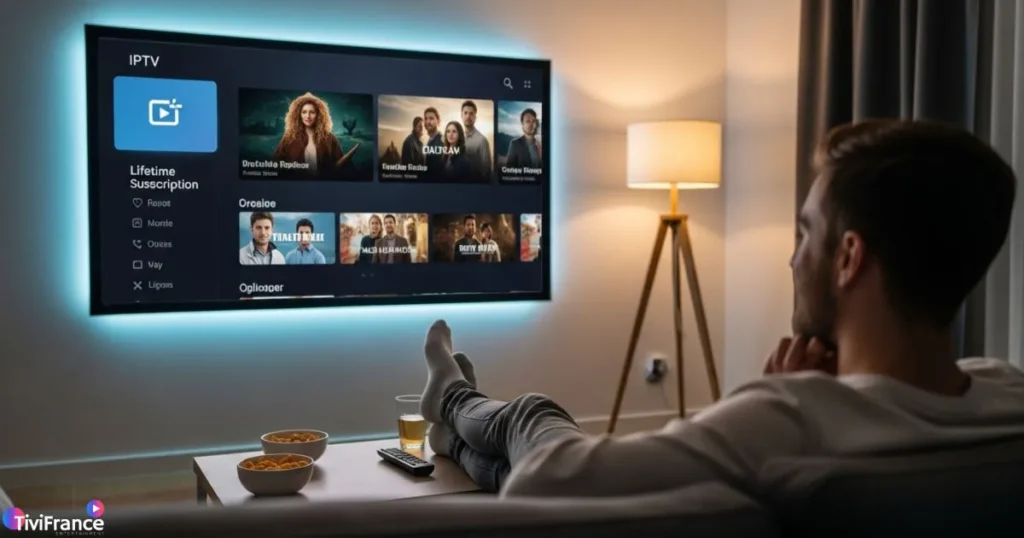 Moment de détente avec un abonnement iptv a vie, montrant l’expérience agréable et sécurisée de l’iptv fiable de TiviFrance