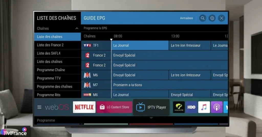 IPTV LG WebOS avec application IPTV fluide et interface intuitive