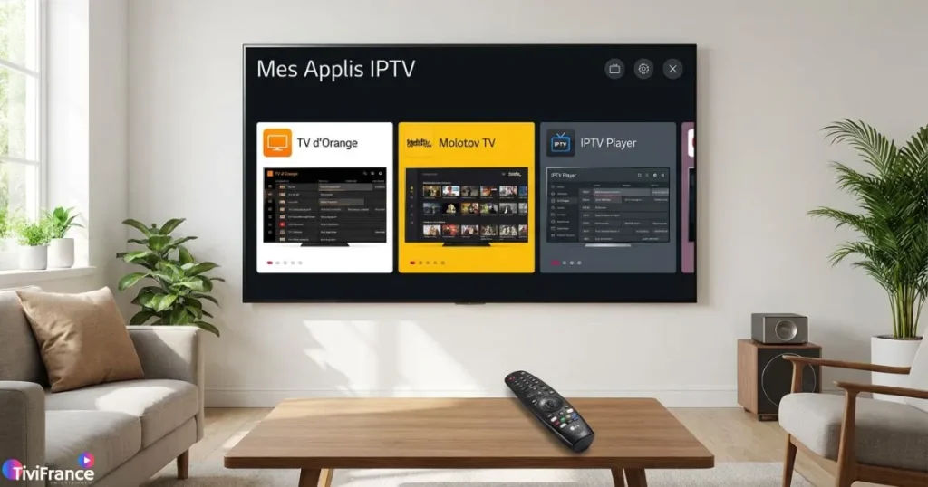 Application IPTV LG sur Smart TV avec navigation simple et rapide