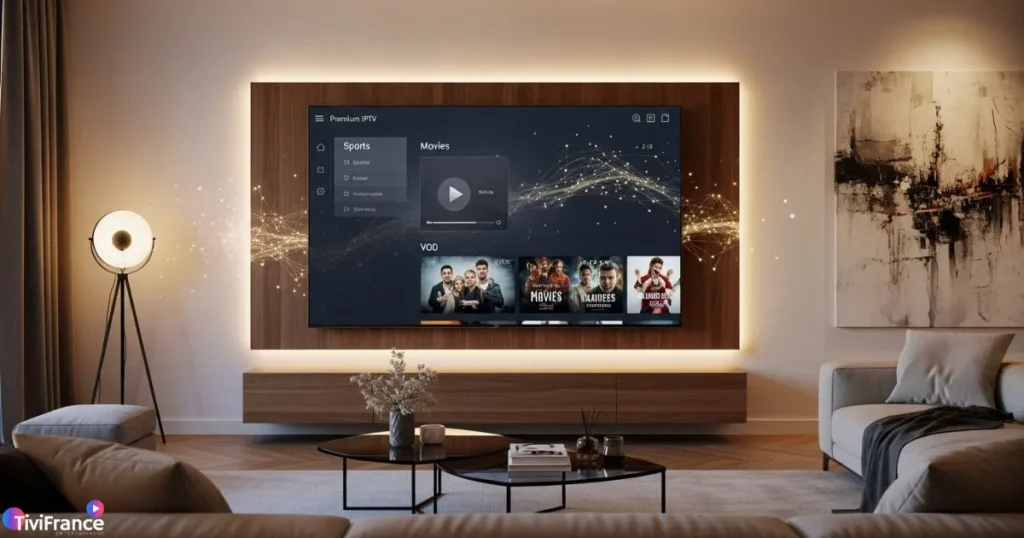 Interface d’une iptv premium belgique en 4K montrant un service haut de gamme et stable.