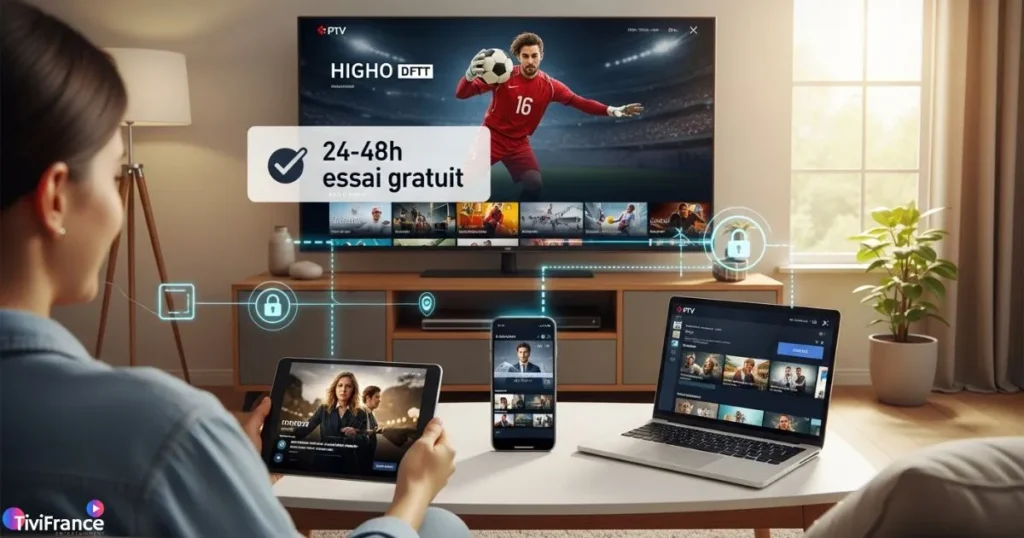 Essai gratuit IPTV Premium France sur Smart TV, Android et Fire Stick avec test multi-appareils.