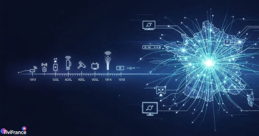 Illustration montrant l’évolution de l’iptv france et de la fibre optique