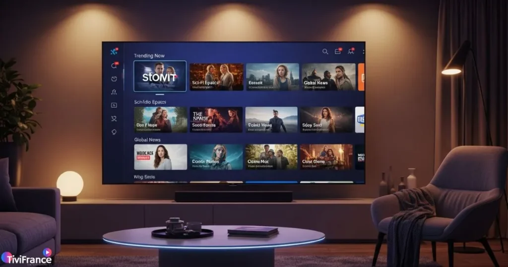 Interface moderne illustrant un abonnement IPTV stable et rapide en 2025