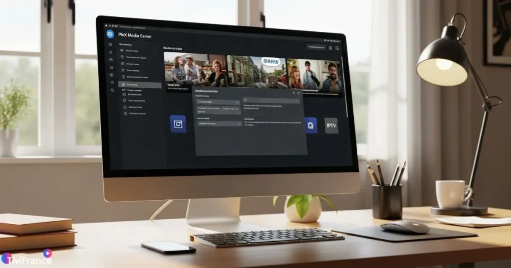 Interface Plex Media Server illustrant comment installer IPTV Plex sur un ordinateur