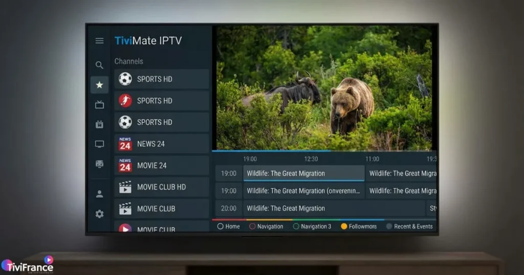 application tivimate iptv avec interface fluide sur Android TV