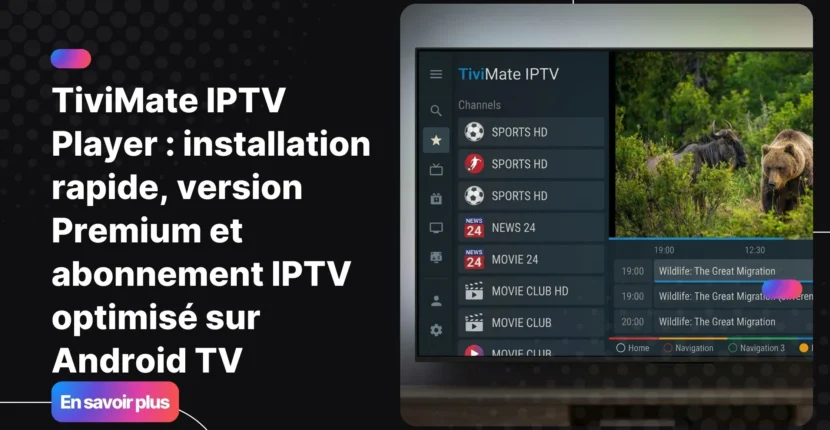 tivimate iptv player sur Android TV avec interface moderne et guide TV