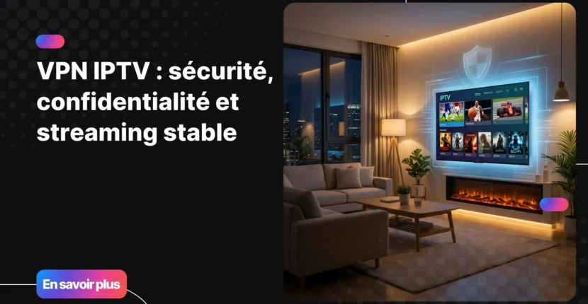 Installation TV moderne avec VPN IPTV pour une sécurité IPTV et une stabilité streaming optimales