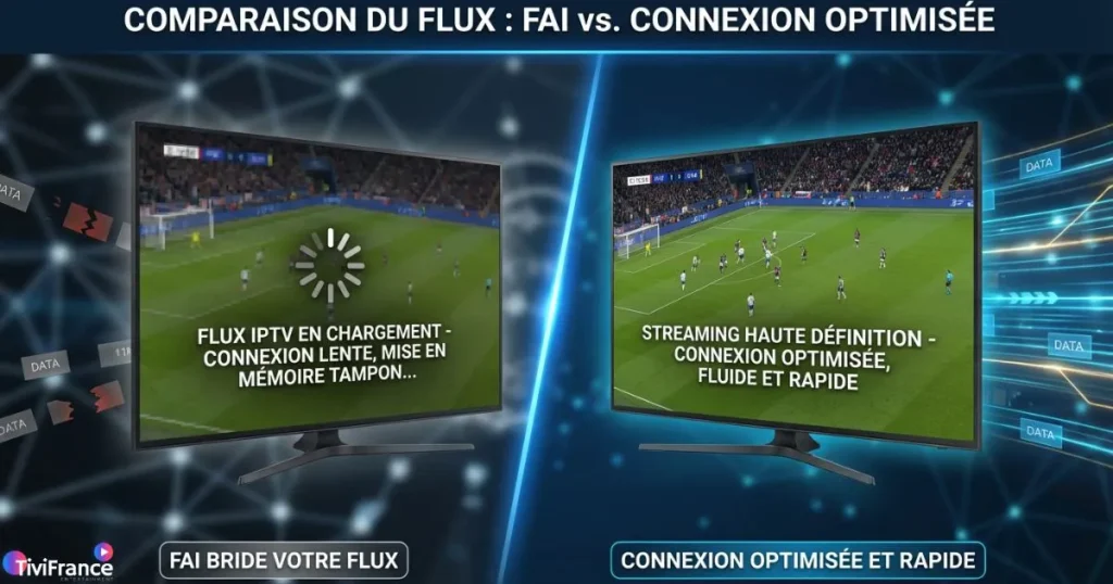 Comparaison entre blocage FAI et stabilité streaming avec VPN IPTV
