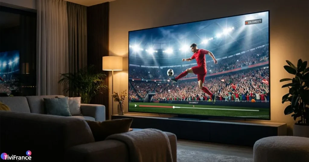 Match de football diffusé en iptv stable 4k sur grand écran sans coupure