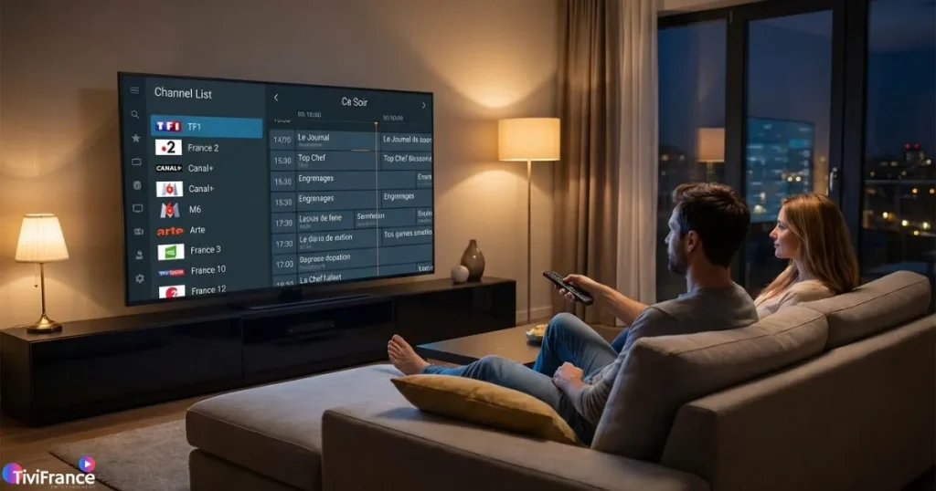 Exemple d’app IPTV avec EPG et interface fluide pour abonnement IPTV compatible Android TV