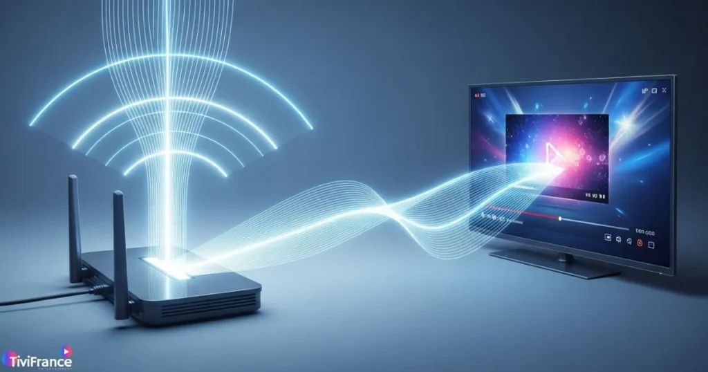 Illustration d’une connexion IPTV stable assurant une diffusion fluide et performante avec un code rapide iptv