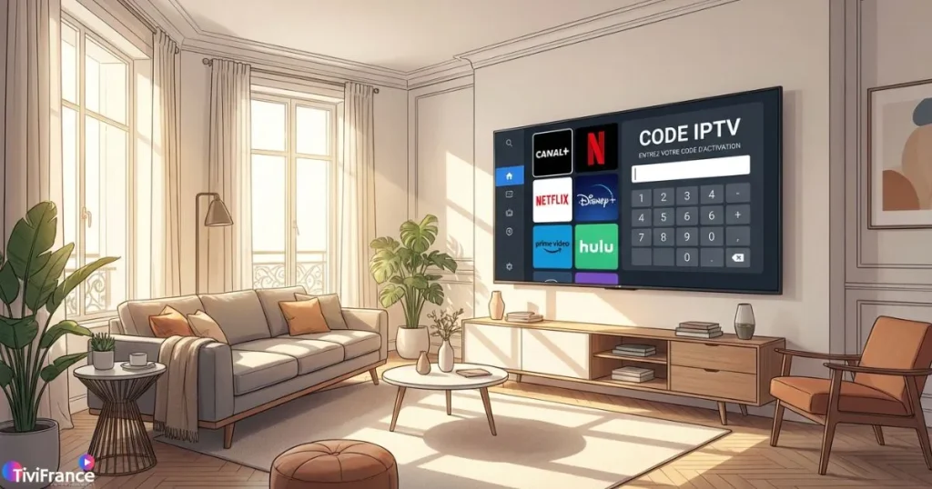 Interface de Smart TV IPTV pour activer un code IPTV