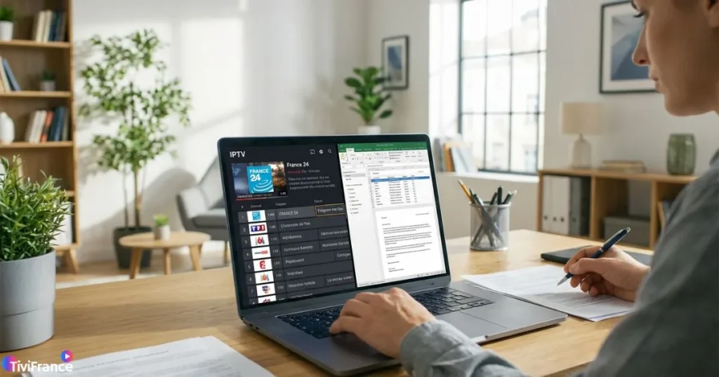 Utilisation d’un lecteur IPTV PC sur ordinateur portable pendant le travail à domicile
