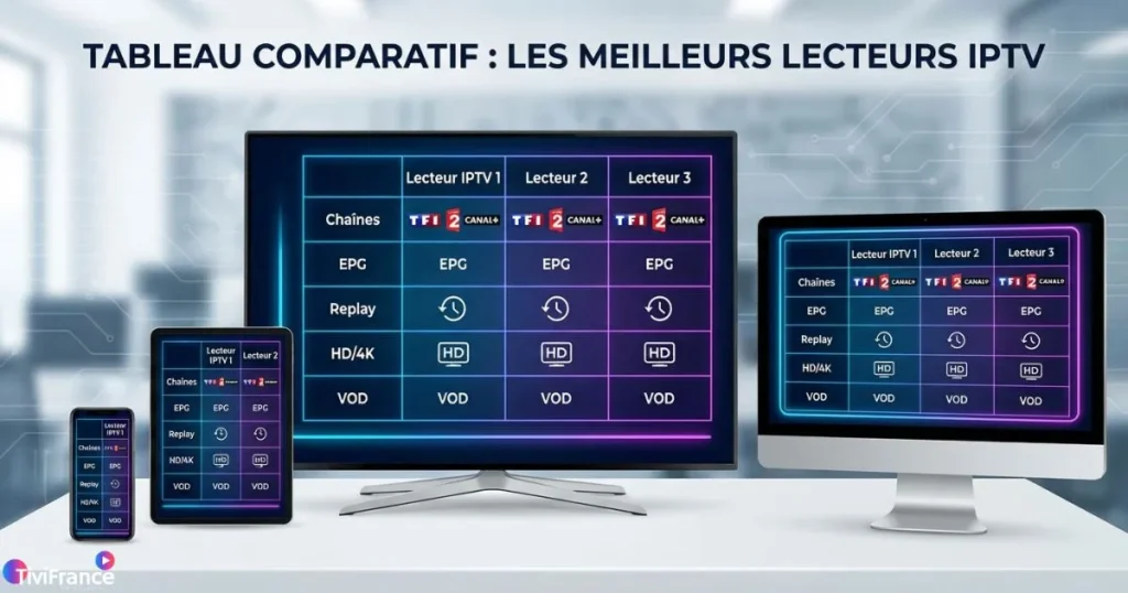 Tableau comparatif des meilleurs lecteur iptv sur Android, iOS et Smart TV