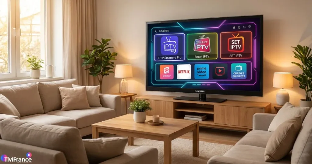 Sélection d’applications IPTV Samsung Smart TV, illustration de l’interface pour installer IPTV Samsung facilement