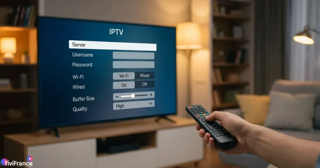 Écran de configuration pour configurer iptv smarters pro samsung sur une Smart TV