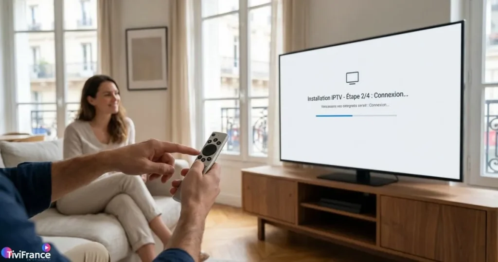 Installation simple d’un abonnement IPTV football sur Smart TV avec une interface intuitive.