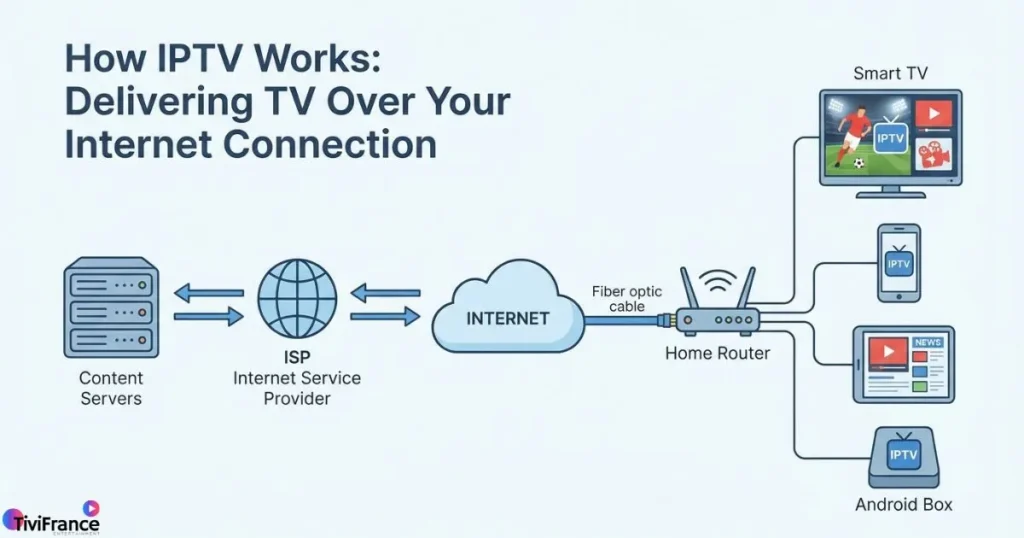 fonctionnement d’une iptv liste et diffusion IPTV via Internet