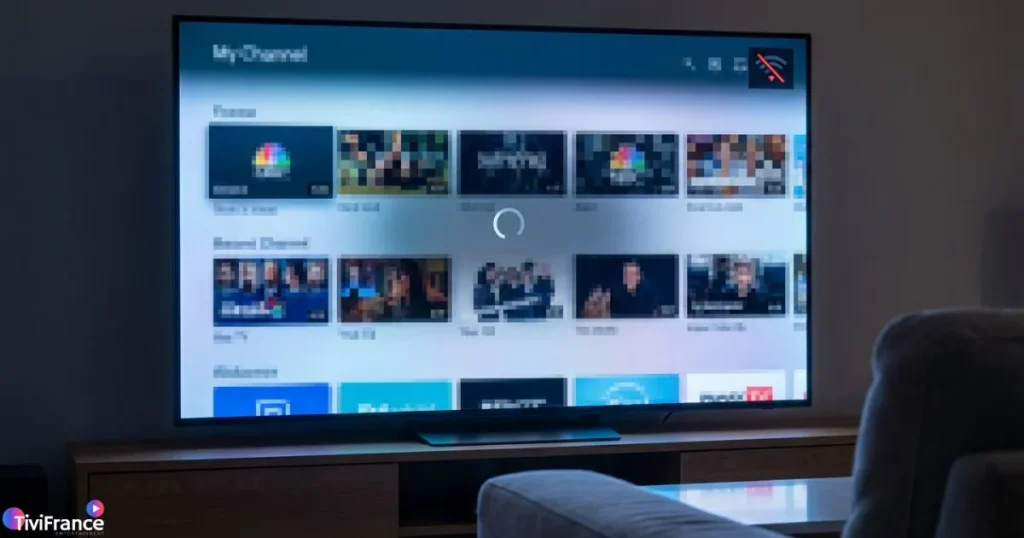 iptv en panne avec chaînes bloquées et chargement infini