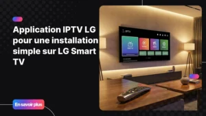 application IPTV LG sur LG Smart TV dans un salon moderne