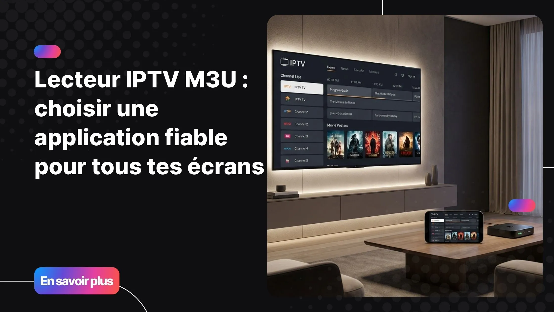 lecteur iptv m3u affiché sur Smart TV et appareils connectés
