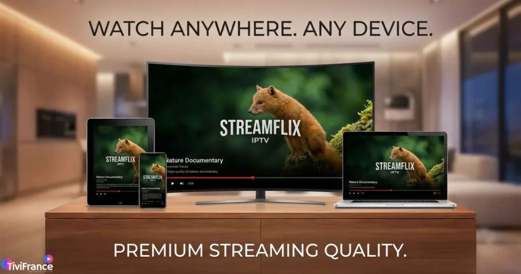 Illustration de l’IPTV multi-appareils pour profiter de ton abonnement IPTV France sur tous tes dispositifs.