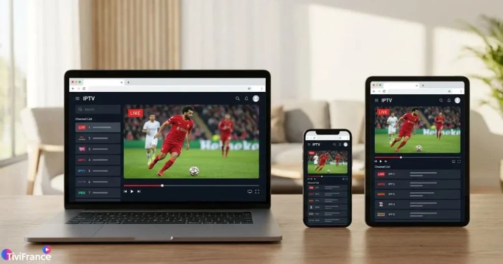 IPTV en ligne accessible depuis ordinateur, smartphone et tablette sans application