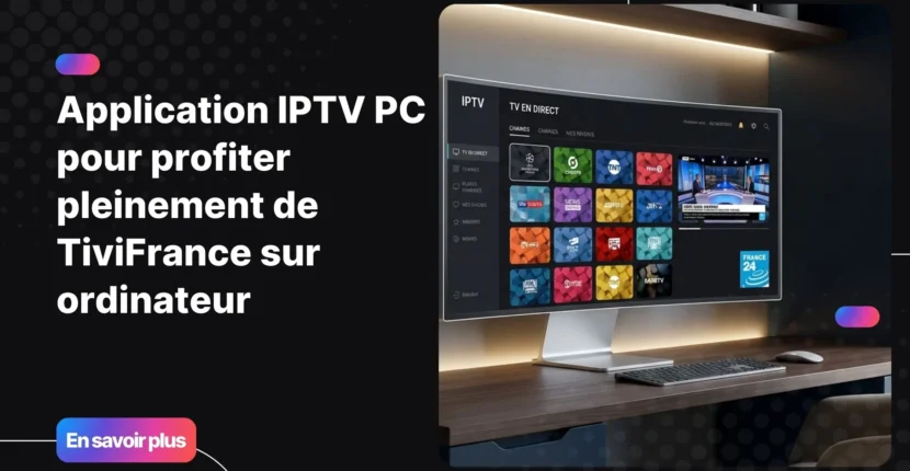 application IPTV PC utilisée sur un ordinateur moderne pour regarder la télévision en ligne