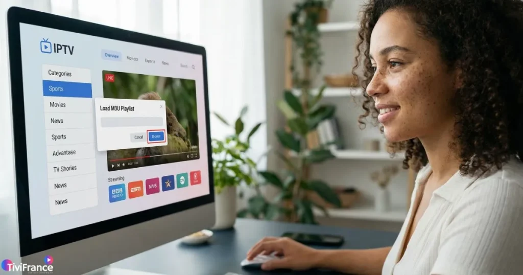 Lecteur M3U en ligne utilisé pour lire une playlist IPTV depuis un navigateur