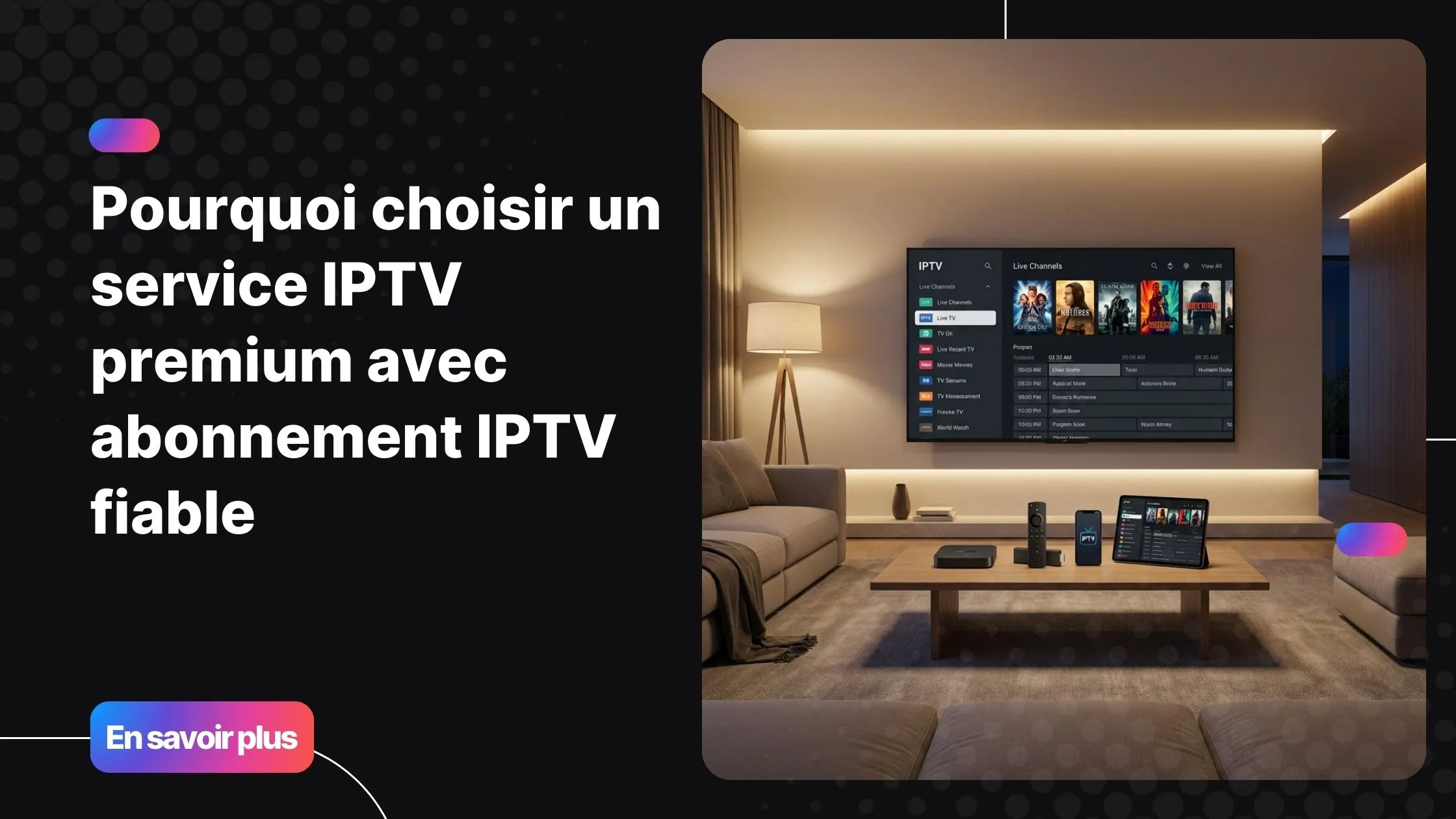 Service IPTV premium compatible avec plusieurs appareils