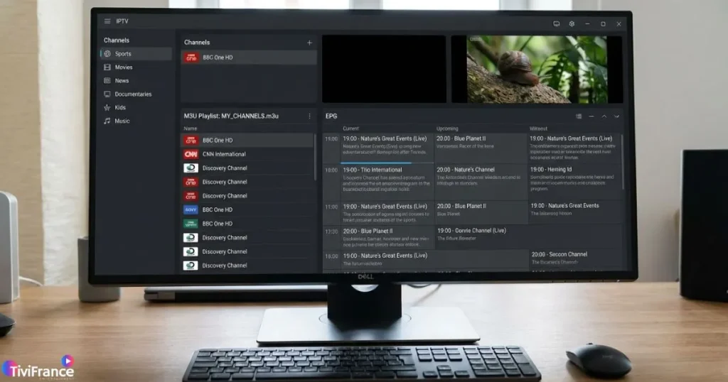 Logiciel IPTV PC avec playlist et guide TV électronique