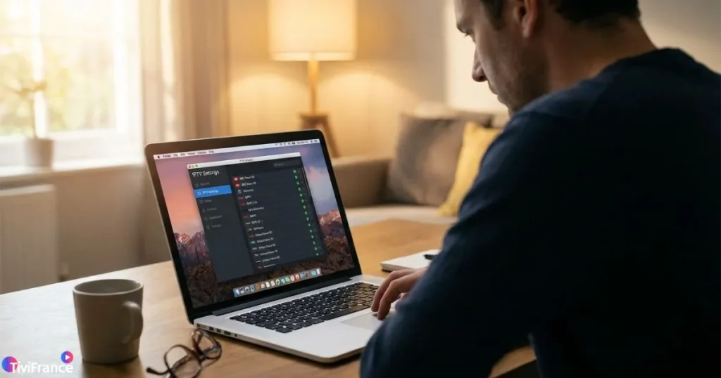 Application IPTV PC en cours de configuration pour un usage fluide