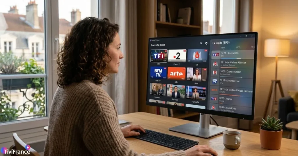 iptv sur ordinateur avec interface intuitive et guide TV