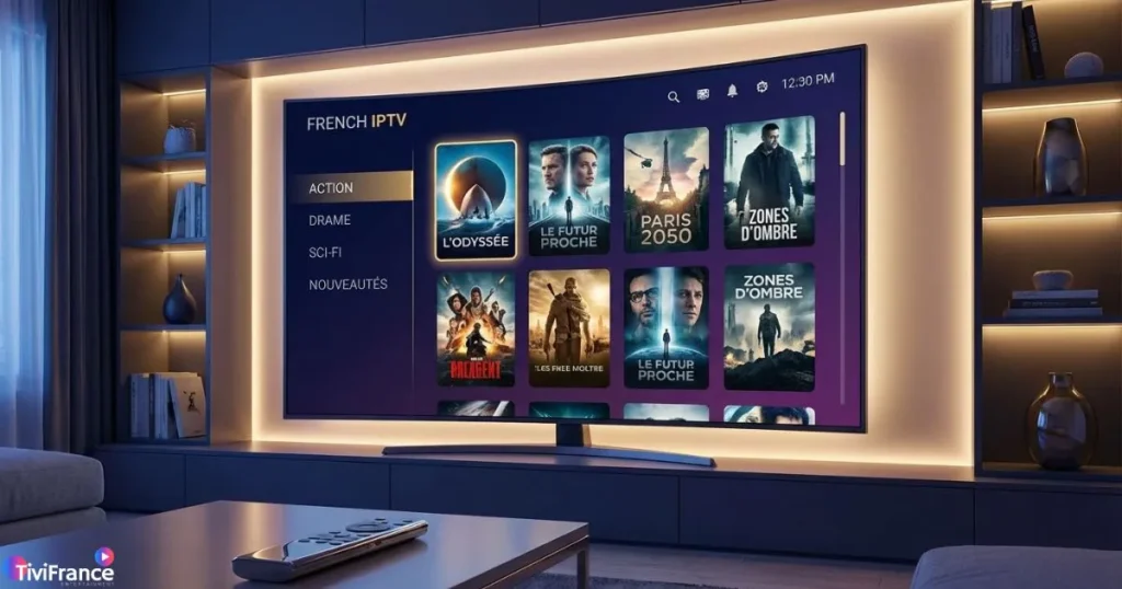 interface films IPTV 2025 avec sélection de streaming IPTV films