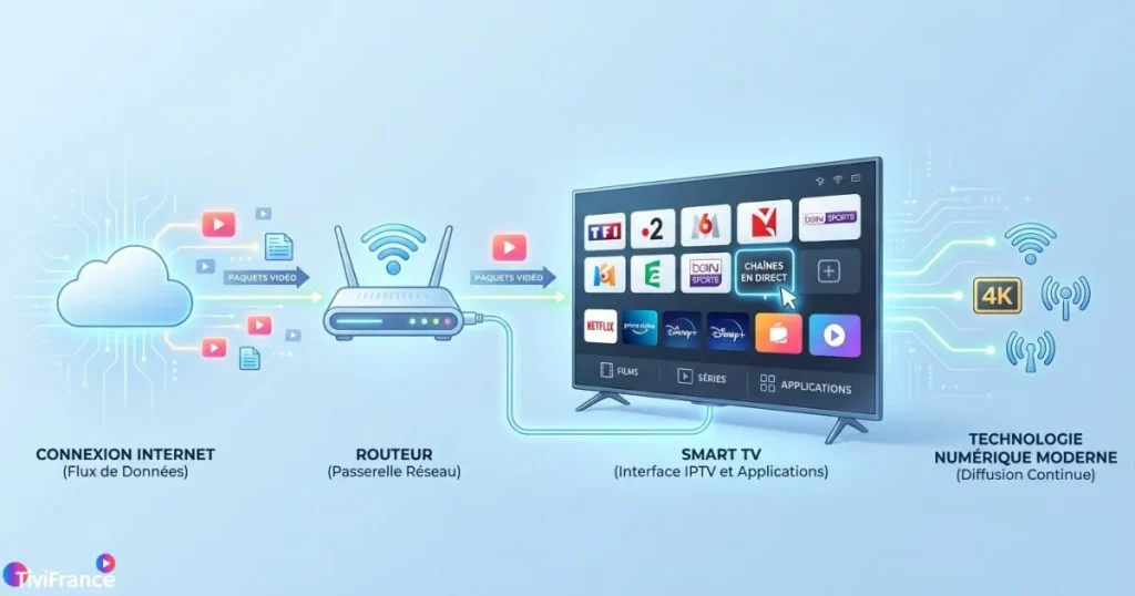 fonctionnement d’un iptv abonnement premium avec diffusion TV via internet