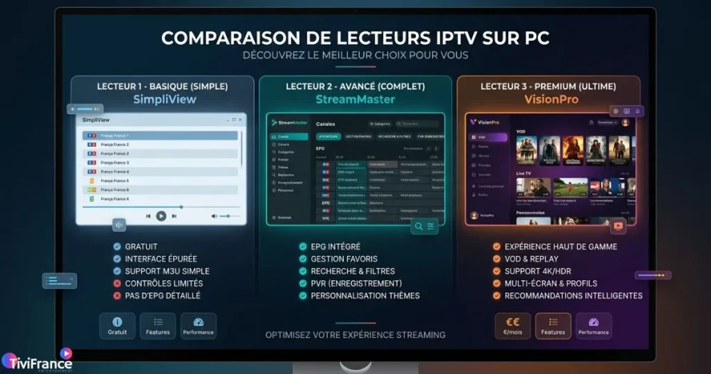 meilleur lecteur iptv windows comparatif interfaces IPTV