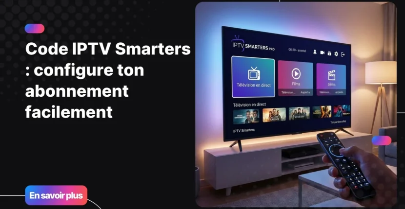 code iptv smarters sur Smart TV avec interface IPTV moderne