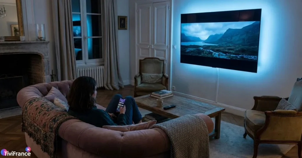 streaming IPTV films en 4K dans un salon confortable