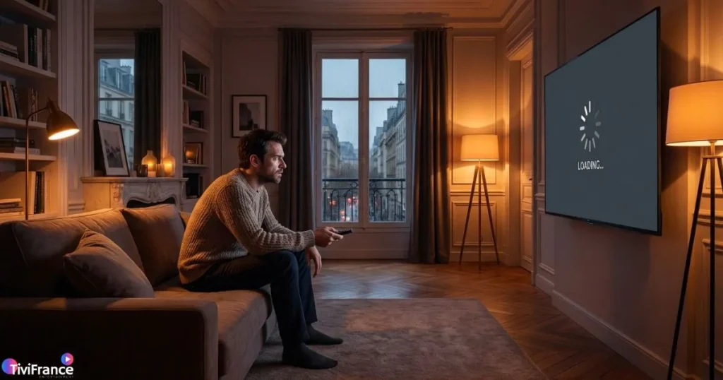 utilisateur face à un iptv freeze pendant un match en direct