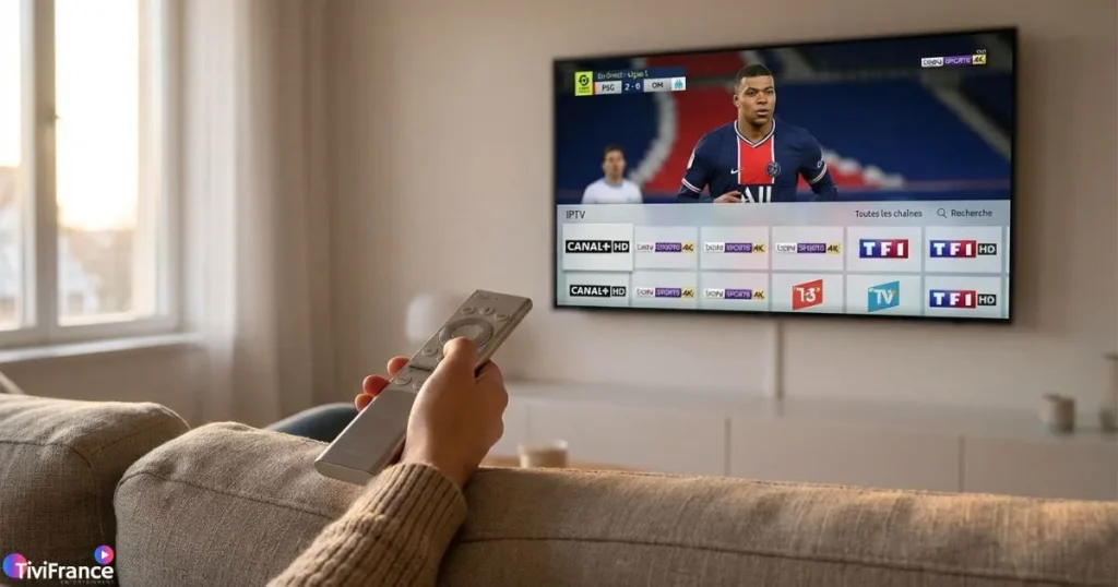 Meilleur IPTV en France 2026 - interface TiviFrance avec essai gratuit 24h