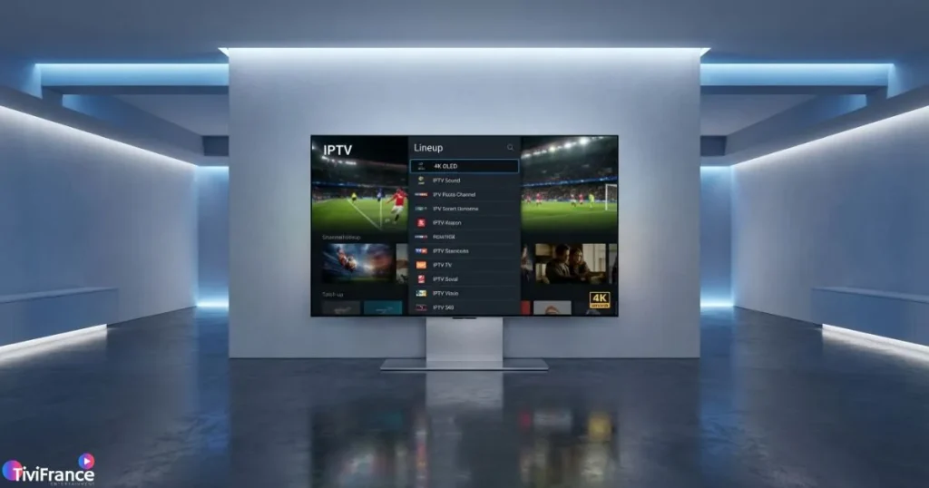 Interface IPTV premium 4K sur grand écran - fournisseur iptv fiable TiviFrance
