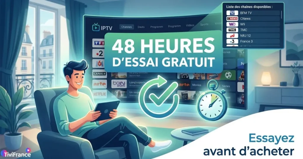 Essai gratuit IPTV fiable : tester son abonnement avant de s'engager Prompt :