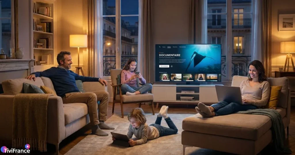 IPTV famille avec chaque membre regardant son contenu sur son propre écran