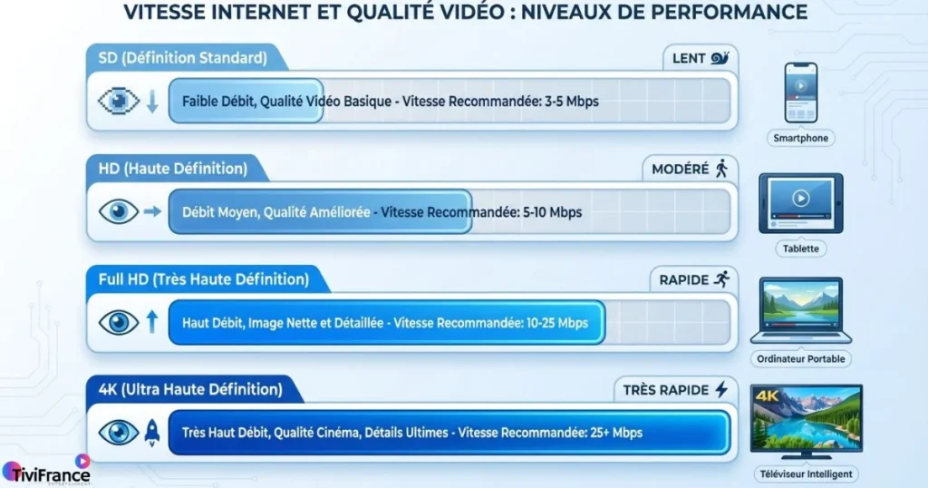 Tableau de qualité des flux IPTV France en HD et 4K