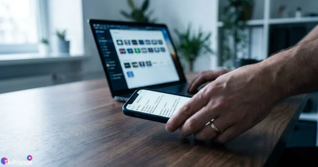 Contenu d'un lien M3U IPTV affiché sur smartphone avec code de playlist visible